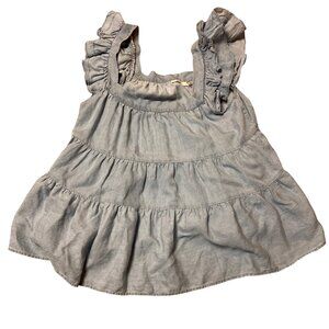 Francesca's Mi Ami Tank Top Small New Blue Chambray Ruffle Flutters